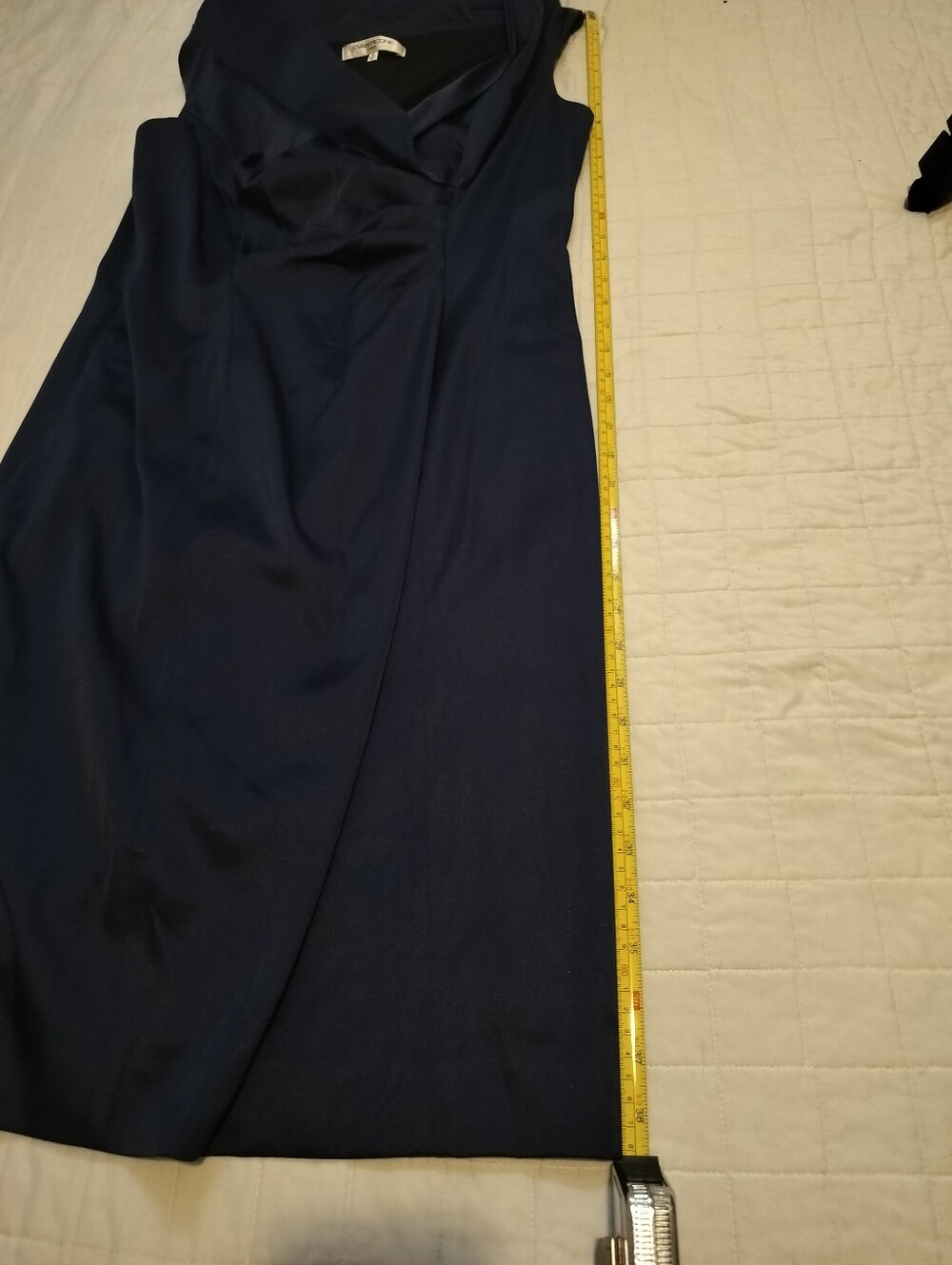 Evan Picone Navy V-Neck Ruched Sheath Midi Dress - Picture 10 of 10